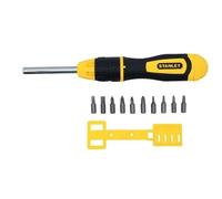 STANLEY 0-68-010 Multibit Ratchet Screwdriver + 10 Bits, Silver a