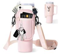 Stanley 1.2L Water Bottle Carrier Bag with Phone Pocket, Card Pocket, Mountaineering Buckle and Keychain, Pink Multifunctional Bottle Bag for Stanley Cup Accessories