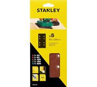 Stanley Punched Clip On 1/3 Sanding Sheets 93mm x 230mm Assorted Pack of 5