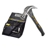 Stanley 1-51-529 Curved Claw Hammer Fibreglass Shaft 16Oz + 1-96-181 Pouch Belt