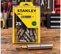 Stanley 1-68-843 T25 Torx Bits 25mm x25 + Makita 784811-8 Magnetic Bit Holder