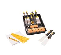STANLEY 16 Piece Decorating Set Paint Tray Rollers Brushes Dust Sheets Scraper