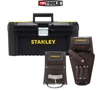 Stanley 16" Toolbox Organiser Leather Hammer Holder Drill Holster Belt Kit