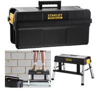 Stanley 181083 FatMax Work Step Up Platform Stool With Tote Tool Storage Box