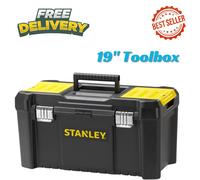 Stanley 19" Toolbox Black/Yellow w/Metal Latches Durable Storage Heavy Duty UK