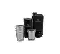 Adventure Pre-Party Shot Glasses Set + Hip Flask Matte Black - BPA Free Stainless Steel Flask - Alcohol Gifts Set - Dishwasher Safe