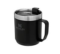 STANLEY 1913 Classic Camp Travel Mug 0.35L - Matte Black | Keeps 1.5 Hours Hot - 3 Hours Cold - Dishwasher Safe - Stainless Steel Coffee Cup - BPA-Free