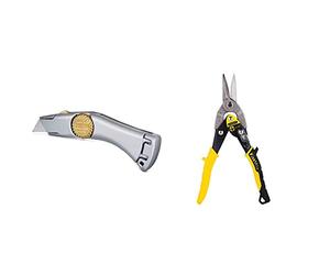 Stanley 2-10-122 Titan Rb H/D Trim Knife Carded, Silver & Aviation Snips - Straight Cut (2-14-563)