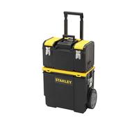 STANLEY 3 in 1 Rolling Work Centre Toolbox with Pull Handle, Detachable Toolbox with Portable Tote Tray, 1-70-326, Black