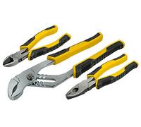 STANLEY 3 Piece Control Grip Plier Set, Groove Joint/Combination/Diagonal Black/Yellow