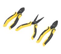 STANLEY 3 Piece Control Grip Plier Set Diagonal/Combination/Long Nose 075094
