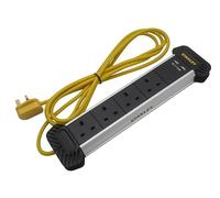 STANLEY 3M Powerboard with Four 13 amp sockets and Two 2.4 amp USB B sockets - Easy to Transport Whilst Providing Space Saving Storage - Easily fits in a Toolbox or Bag