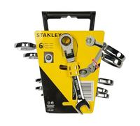 Stanley 4-91-444 Combination Spanner with Ratchet Swivelling, Silver, Set of 6 Piece