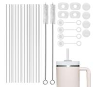 Stanley 40 OZ Set - 22 Reusable Straws with 2 Cleaning Brush & 12 Spill Proof Stopper, Compatible with Stanley Water Bottle