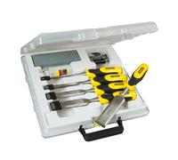 STANLEY 5 Piece Dynagrip Chisel and Strike Cap Set with Access, includes 6, 12, 18, 25, 32mm, 5-16-0421
