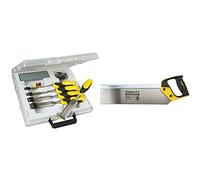 Stanley 516421 Dynagrip Chisel and Strike Cap Set with Access (5 Pieces) & Stanley 217202 14-inch 350mm FatMax Tenon/Back Saw 13tpi