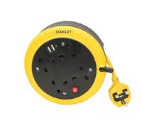 STANLEY 5M Cable Reel with Four 240V sockets and Two USB sockets - The Design ensures The Cable is Fully Protected During Transportation - LED Indicator Overload Protection System