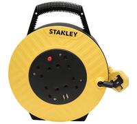 Stanley 6 Socket Semi Enclosed Cable Extension Reel 240v and USB 15m
