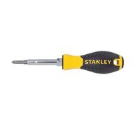 STANLEY 68-012M All-In-One 6-Way Screwdriver | #1 #2 cross-tip, slotted 3/16 in and 1/4 in, nut drivers 1/4 in and 5/16 in, quick-change, ergonomic handle