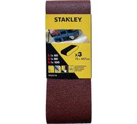 Stanley 75mm x 457mm Sanding Belts 75mm x 457mm Assorted Pack of 3