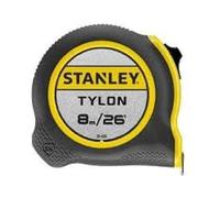 STANLEY 8m/26ft Tylon Tape Measure with TRU-ZERO Anchor Hook, Retractable, High Visibility Tape Measure, 8m x 25mm, 0-30-656