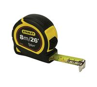 STANLEY 8m/26ft Tylon Tape Measure with TRU-ZERO Anchor Hook, Retractable, High Visibility Tape Measure, 8m x 25mm, 0-30-656