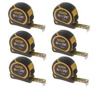 Stanley 8M Tape Measure Bi-Material Tylon Blade 26Ft Sta030656 6 Pack 0-30-656