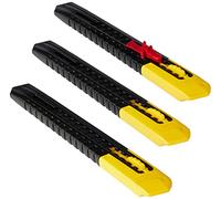 STANLEY 9mm Slide Lock Snap Off Blade Knife, 3 Pack, 2-10-150 | Quick & easy blade depth adjustment, slim comfort design, integrated blade breaker, blade included