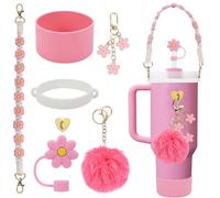 Stanley Accessories Set: Bottle Strap, Siliocone Boot & Straw Cover for 40oz & 30oz Tumbler (Pink)