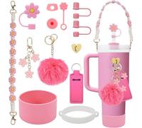 Stanley Accessories Set: Bottle Strap, Siliocone Boot & Straw Cover for 40oz & 30oz Tumbler (Pink)