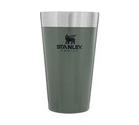 STANLEY Adventure Inulsated Stacking Beer Pint Glass, 16oz Stainless Steel Double Wall Rugged Metal Drinking Tumbler (Hammertone Green)