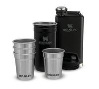 Adventure Pre-Party Shot Glasses Set + Hip Flask Matte Black - BPA Free Stainless Steel Flask - Alcohol Gifts Set - Dishwasher Safe