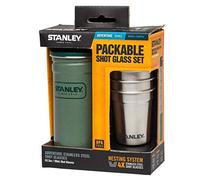 STANLEY Adventure Series Nesting Shot Glass Set Hammertone Green 18/8 Stainless Steel Lid Loop To Clip To Pack 4 Shot Glasses (2 Oz /59 Ml) 1 Stainless Steel Carrying Case