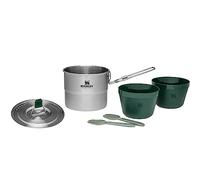 Stanley Adventure Stainless Steel Camping Cooking Set For Two 1.0L with Bowls and Sporks - 6 Piece Camp Cook Set - Stainless Steel Pot with Lid - Cookware For Backpacking and Camping