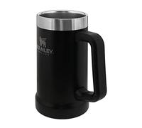 Stanley Adventure Vacuum Beer Stein 0.7L Matte Black Travel Mug Keeps Beer Cold for 7 Hours - Stainless Steel Beer Stein with Handle - Vintage