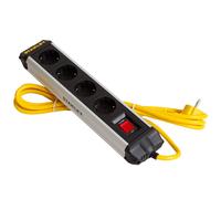 Stanley ALU 4-Way Power Strip With Switch IP20 3 m Cable Silver