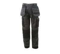 Stanley Cargo Work Trousers Austin - Men's Stretch Regular Fit Holster Pocket Grey/Black W32/L31