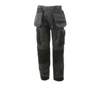 STANLEY Barmera Work Trousers for Men - Stretch Work Pants with Knee Pad, Cargo & Holster Pockets, Polycotton Blend, Regular Fit, Grey/Black, W32/L31