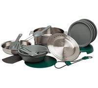 STANLEY Base Camp Cook Set for 4 | 21 Pcs Nesting Cookware Made from Stainless Steel & BPA Free Material | Incl Pot, lid, Cutting Board, Spatula, Plates, Spoons, Forks, Bowls, Dish Rack, Trivet