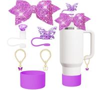 Stanley Charm accessories,bow and diamond straw lid,Stanley Cup 40/30 oz accessories with Charm Unlimited,unique charm Tumbler accessories