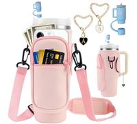 Stanley Cup 40oz Tumbler Carrier Bag with Strap and Phone Pocket, Keychain Accessory