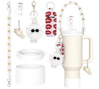 Stanley Cup Accessories Set, 7PCS Stanley Cup Decor Includes Water Bottle Handle Strap, Stanley Straw Cover, Silicone Stanley Cup Boot, Charms for Stanley Cup 30/40oz Tumbler