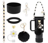 Stanley Cup Accessories Set Including 1 Pcs Water Bottle Handle Strap, 1 Pcs Siliocne Stanley Cup Boot, 1 Pcs Siliocne Straw Cover, 2 Pcs Stanley Charms for Stanley Cup 40oz & 30oz Tumbler