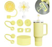 Stanley Cup Accessories Set Including 6 pc Silicone Spill Proof Stopper, 2 Straw Cover Caps for 9-10 mm Straws, 1 Silicone Boot for Stanley Cup 40oz & 30oz Tumbler (Pomelo)