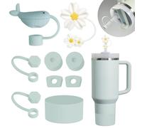 Stanley Cup Accessories Set Including 6 Pcs Silicone Spill Proof Stopper, 2 Pcs Straw Cover Cap for 9-10 mm Straws, 1 Pcs Silicone Boot for Stanley Cup 40oz & 30oz Tumbler(Mist)