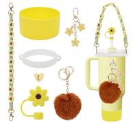 Stanley Cup Accessories Set Including Water Bottle Handle Strap, Siliocne Stanley Cup Boot, Siliocne Straw Cover, Stanley Charms for Stanley Cup 40oz & 30oz Tumbler