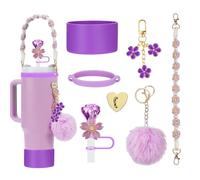 Stanley Cup Accessories Set of 7 PCS, Designed for Stylish and Minimalist Decoration of Stanley Cup, Easy to Carry and Protect, Black, 30 Oz 40 Oz, Water Bottle Carrier Set(Tumbler Not Included)