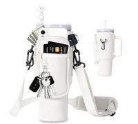 Stanley Cup Bag 1.2 L / 40 oz - Practical Carry Bag with Mobile Phone Pocket, Keyring & Adjustable Strap for Outdoor, Office, Travel and Sports (White)