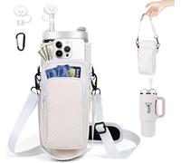 Stanley Cup Bag, Carry Bag for Stanley Cup 40 oz, Stanley Quencher Accessories, Stanley Cup Carry Strap, Removable Mobile Phone Case (Milky)