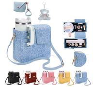Stanley Cup Purse, Crossbody Bag with Water Bottle Holder, Adjustable Women Shoulder Strap, Blue （c)
